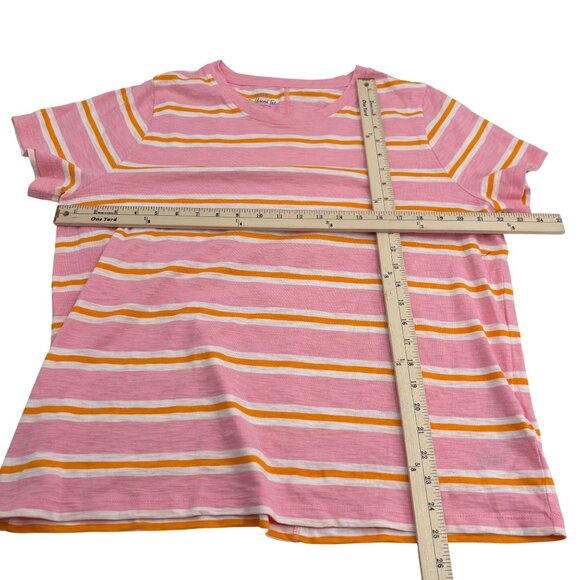 J.Crew Girlfriend Tee Pink/Orange/White Striped XXL Cotton T-Shirt - Picture 4 of 5